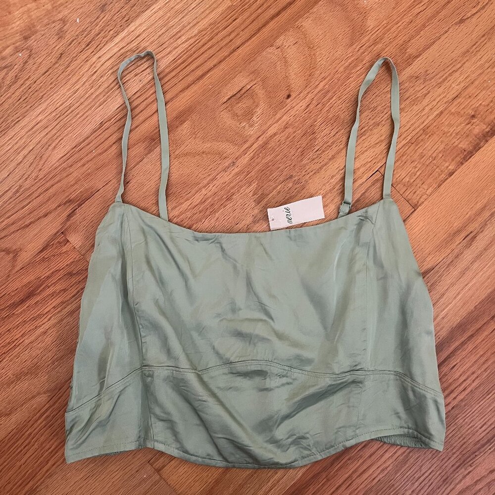 Aerie Flowy Green Satin Tank